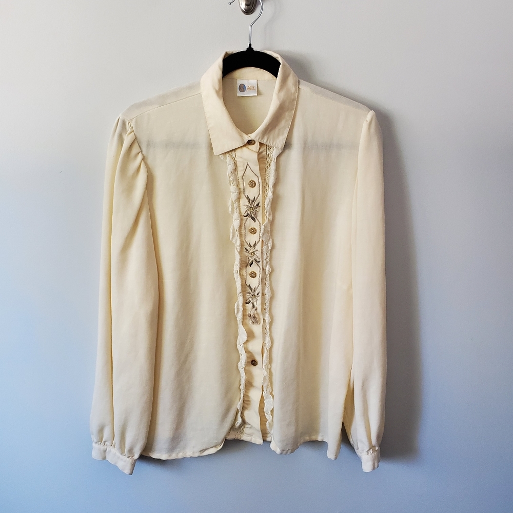 Vintage Your sixth sense oversized boho linen blend blouse
